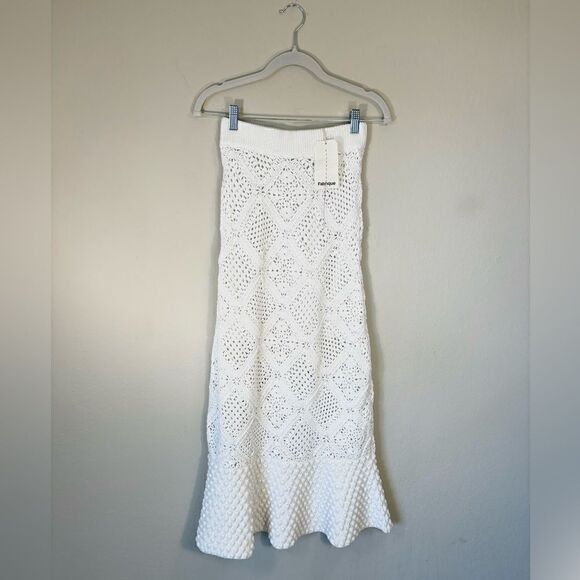NWT Fabrique Limited Edition Knit Midi White Skirt by Kathleen Hanhee Size 0 - Picture 3 of 8
